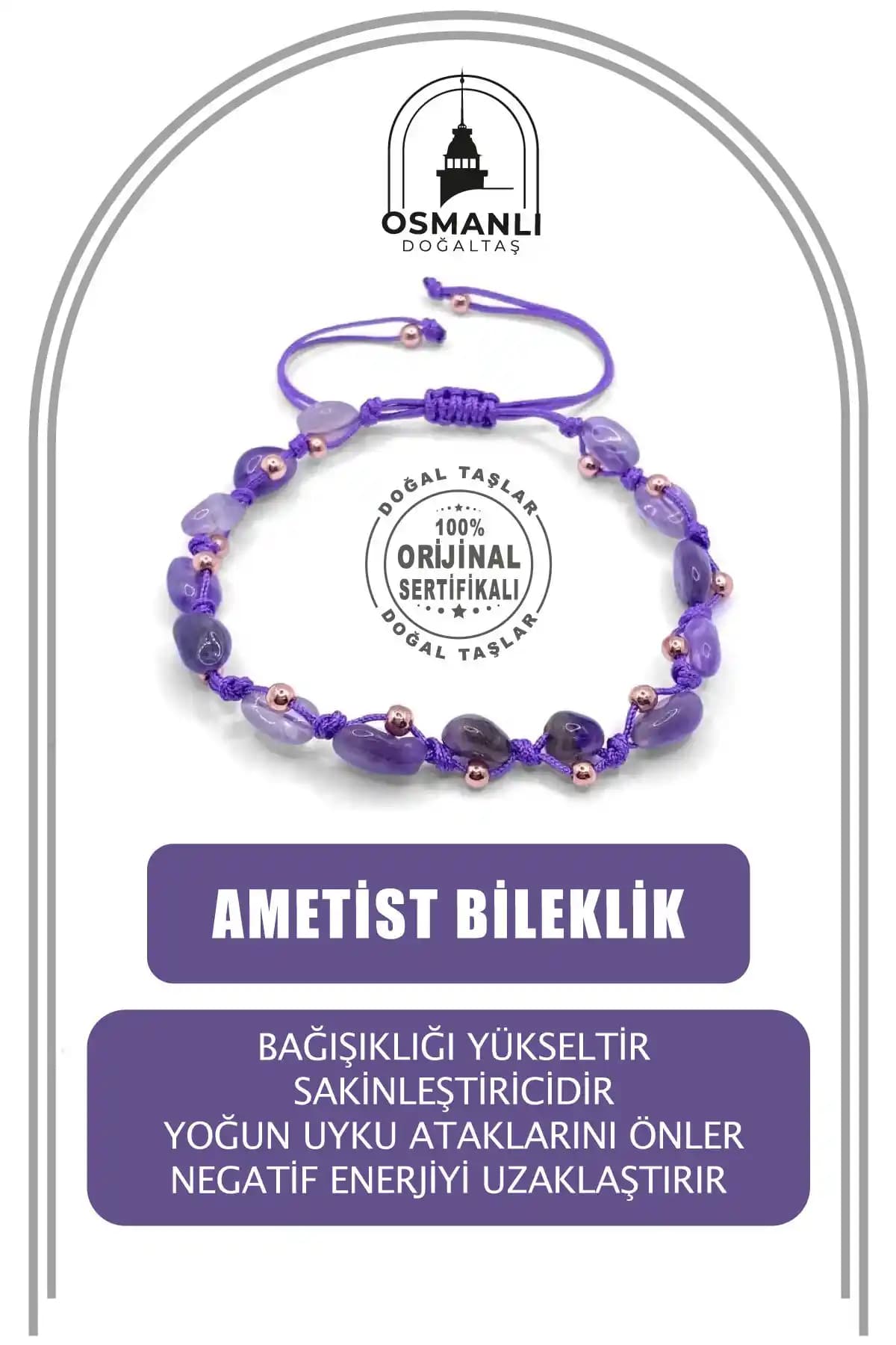 Osmanlı Değerli Taş Ametist Bileklik: Doğal Taş ve Enerji Dengeleyici Özellikler
