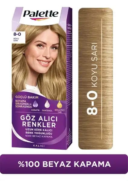Palette 8-0 Koyu Sarı Saç Boyası: Uzun Süreli Renk ve Beyaz Kapama Performansı