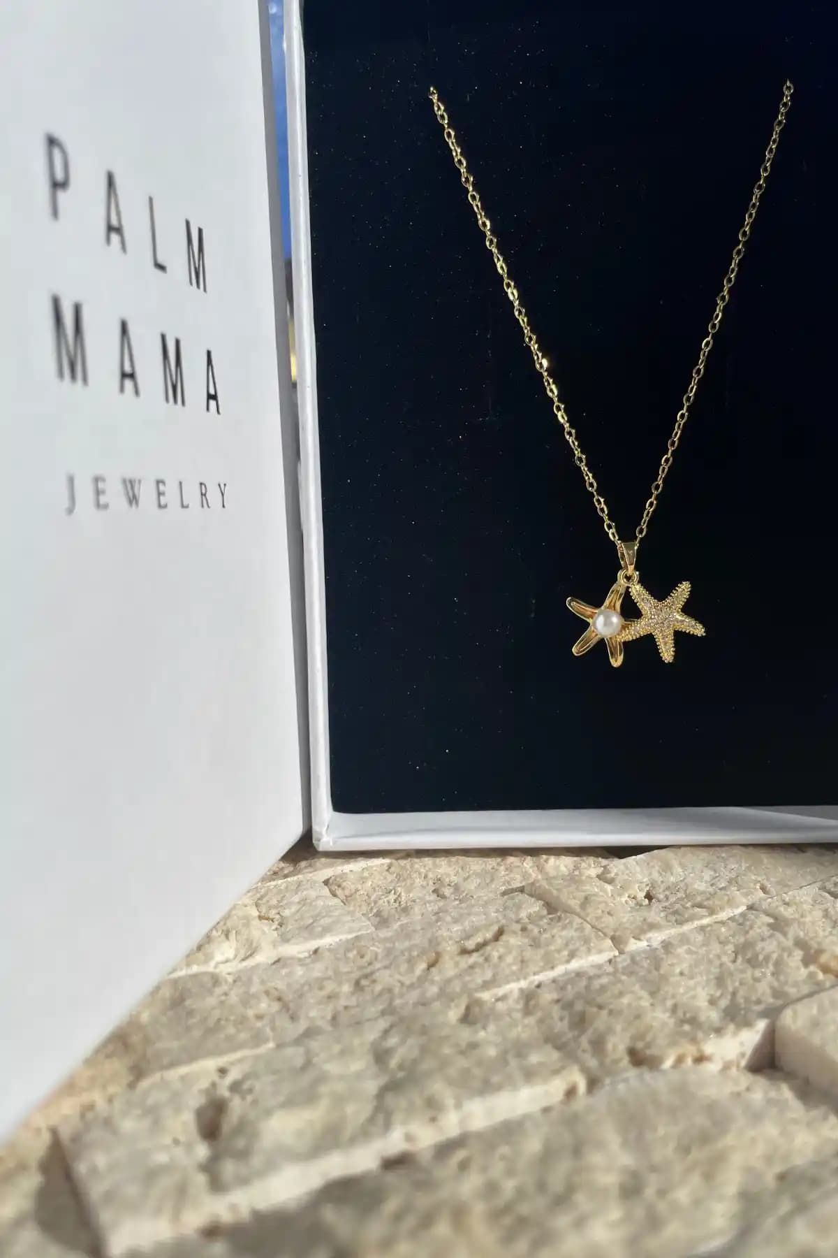 Palm Mama Jewelry Deniz Kızı Yılzı Motifli Altın Kaplama Paslanmaz Çelik Kolye