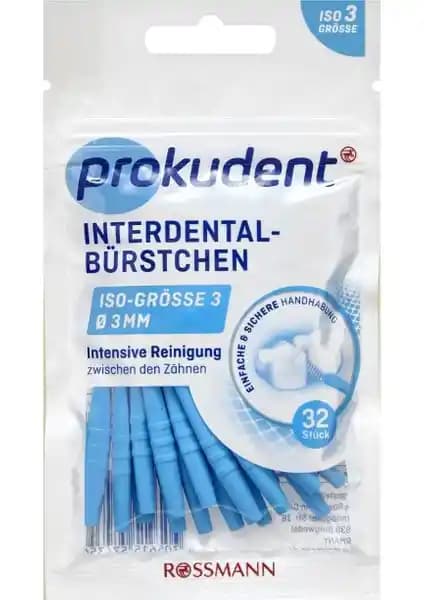 Prokudent Mavi Arayüz Fırçası 0,6 mm ve 3 mm ile etkili diş arası temizliği