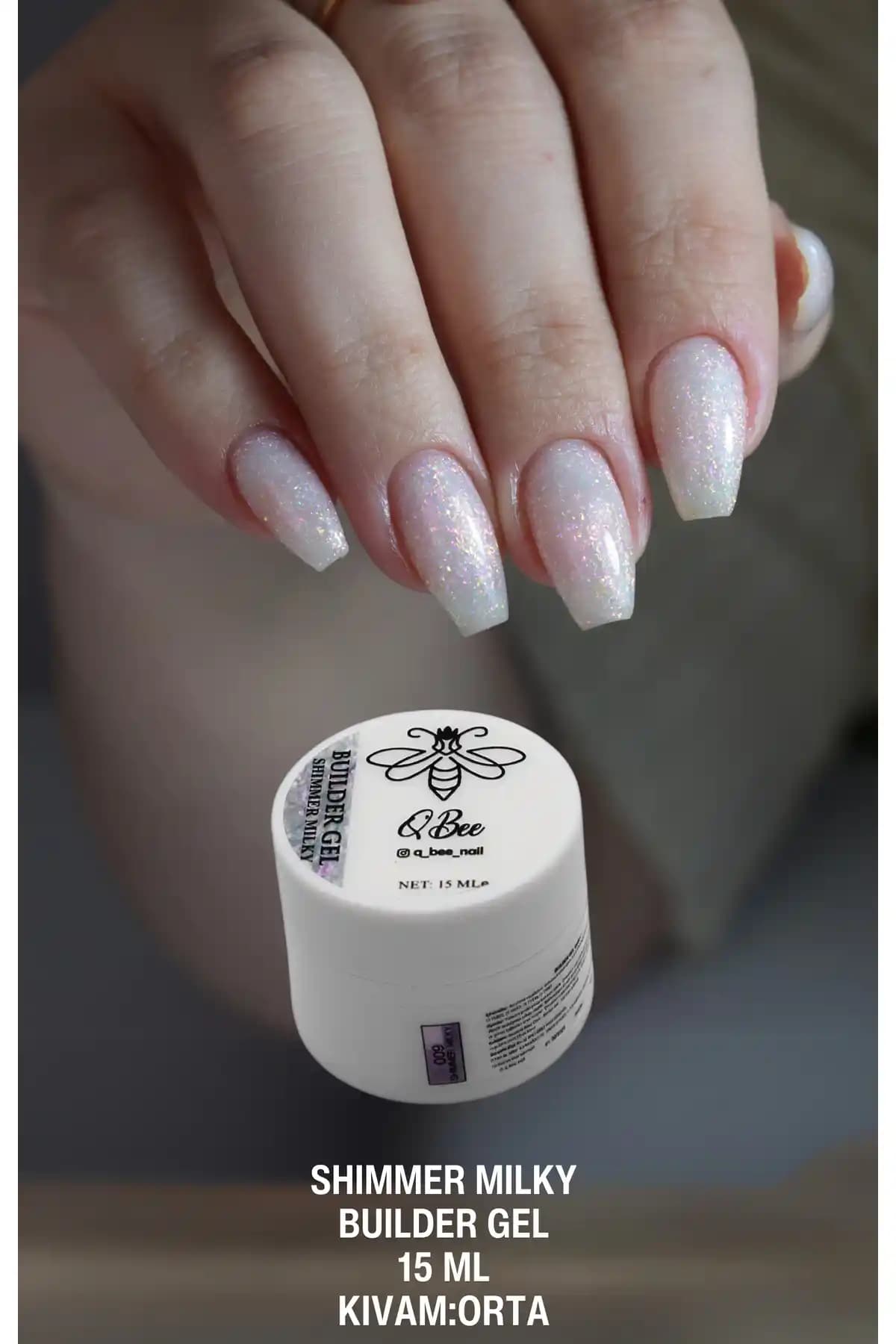 QBEE PROFESSIONAL 15ml Protez Tırnak Jeli Shimmer Milky Güçlü ve Estetik Görünüm