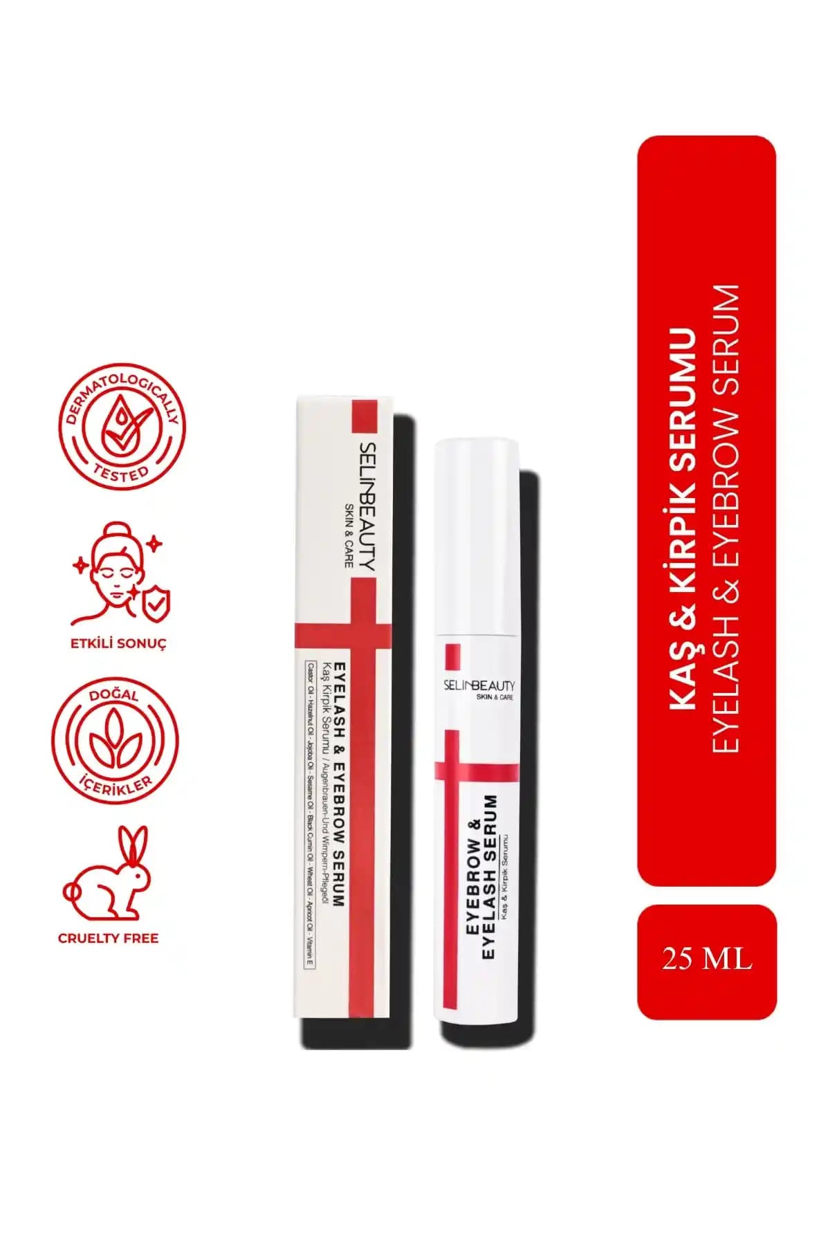 SelinBeauty Skin&Care Kaş ve Kirpik Serumu Doğal İçeriklerle Güçlendirme ve Uzama Destekli