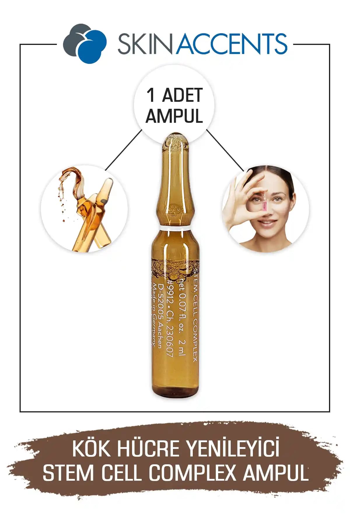 Skin Accents Kök Ampul Stem Cell Complex Cilt Serumu: Doğal İçeriklerle Cilt Yenileme ve Nemlendirme