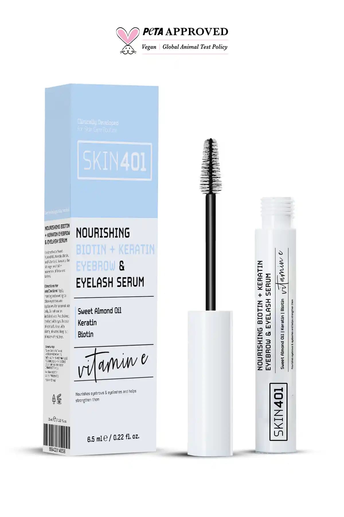 Skin401 Biotin ve Keratin İçerikli Kaş ve Kirpik Serumu Güçlendirme ve Uzama Etkisi