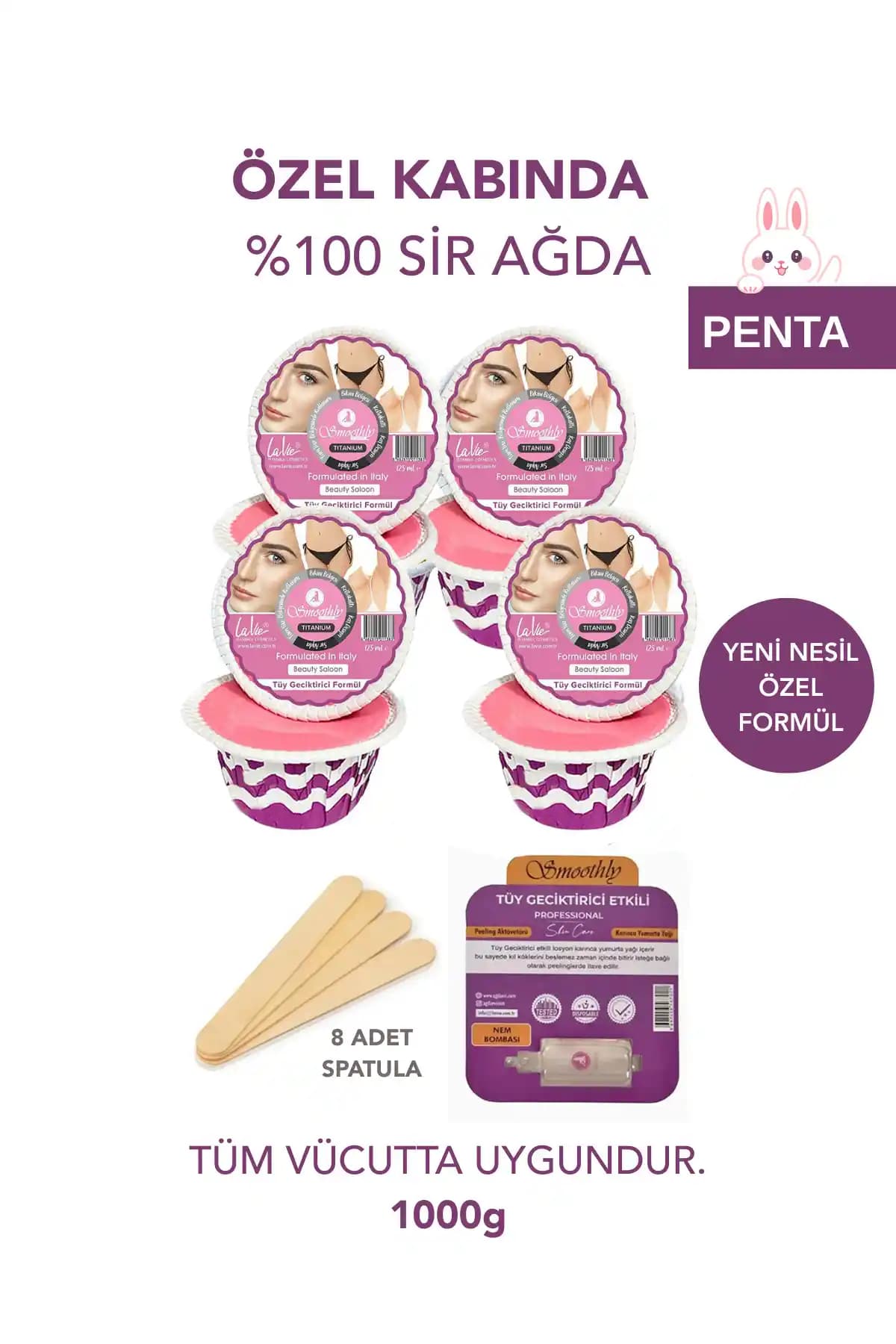 Smoothly 8 Parça Pudralı Boncuk Ağda Seti Profesyonel ve Ev Kullanımı İçin Güvenli