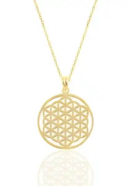 Söğütlü Silver Gümüş Altın Yalızlı Yaşam Çiçeği Kolye: Estetik ve Anlam Dolu Tasarım