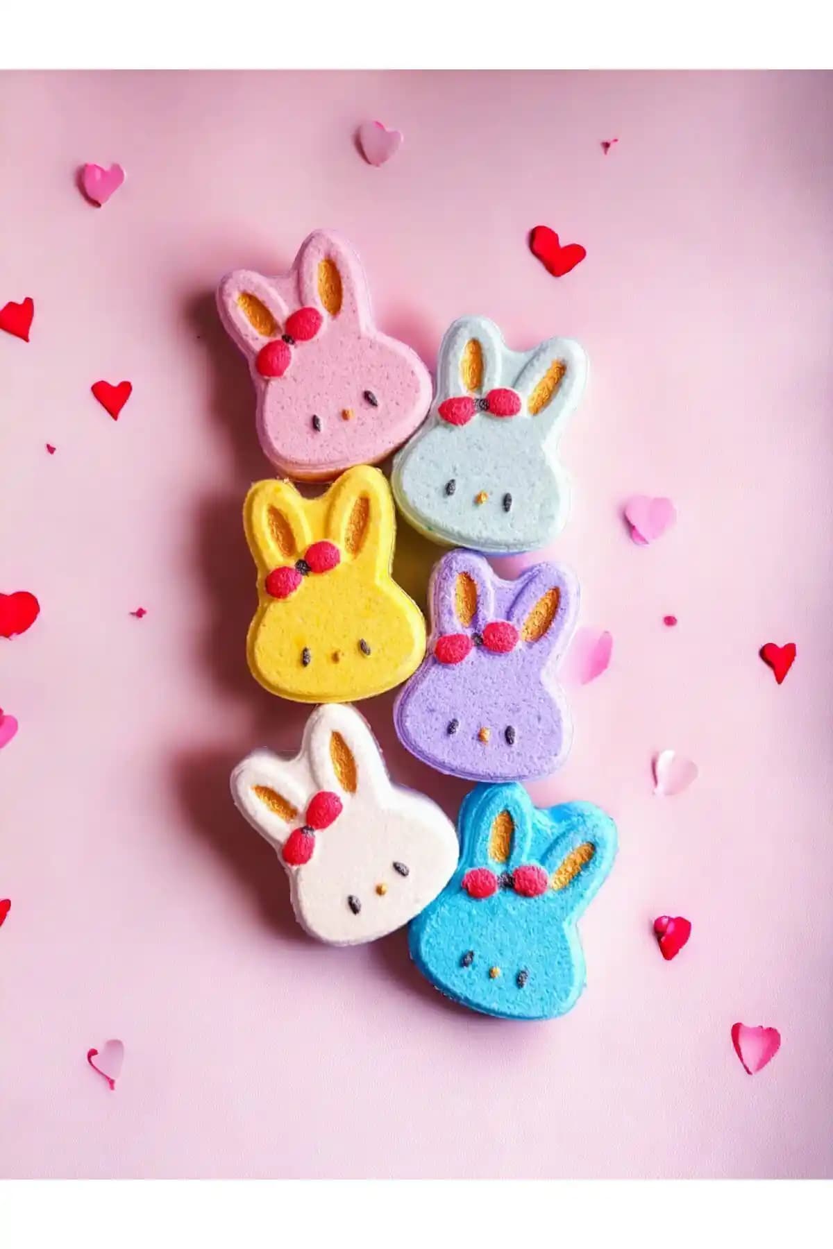 Star Bomb Sevimli Tavşanlar 6'lı Banyo Topu Çocuklar ve Yetişkinler İçin Eğlenceli ve Rahatlatıcı Deneyim