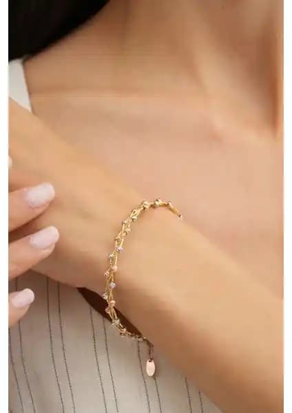 Sümer Telkari Dorissa Altın Yalızlı Gümüş Bilezik: Zarif ve Dayanıklı Kadın Takısı