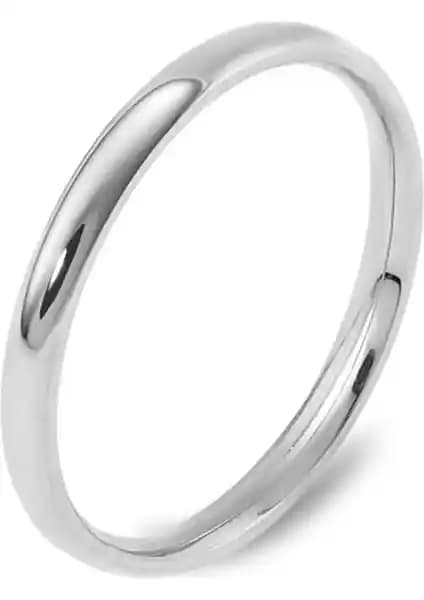 Takı Dükkanı 3mm İnce Bombeli Parlak Çelik Alyans Yüzüğü Erkek ve Kadınlar İçin Unisex Tasarım