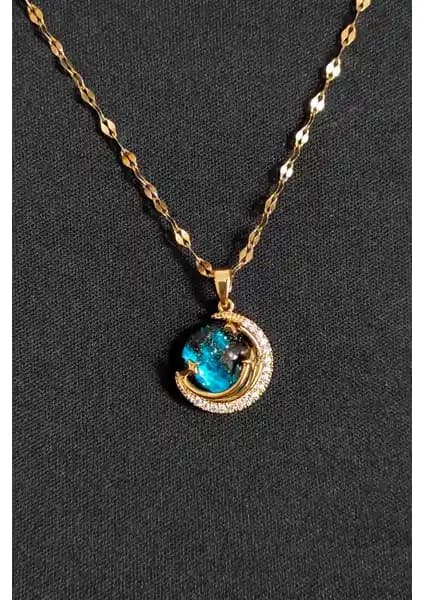 Trend Collection Kadın Paslanmaz Çelik Altın Renk Yıldız Gökyüzü Kolye 50 cm Uzunlukta