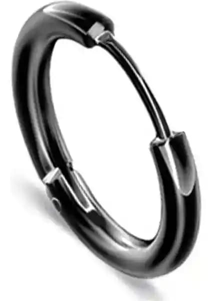 Trend Collection Siyah Renk Unisex Çelik Halka Küpe 12 mm Modern ve Dayanıklı Tasarım