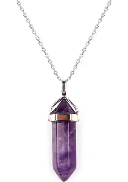 Vintage Atelier Ametist Doğal Taş Çivi Kolye: Zarif ve Benzersiz Takı Tasarımı