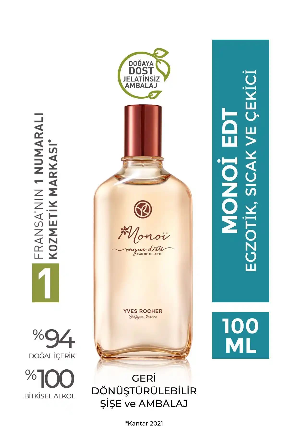 Yves Rocher Monoi Edt 100 ml Tropik ve Kalıcı Yaz Parfümü Doğal İçeriklerle