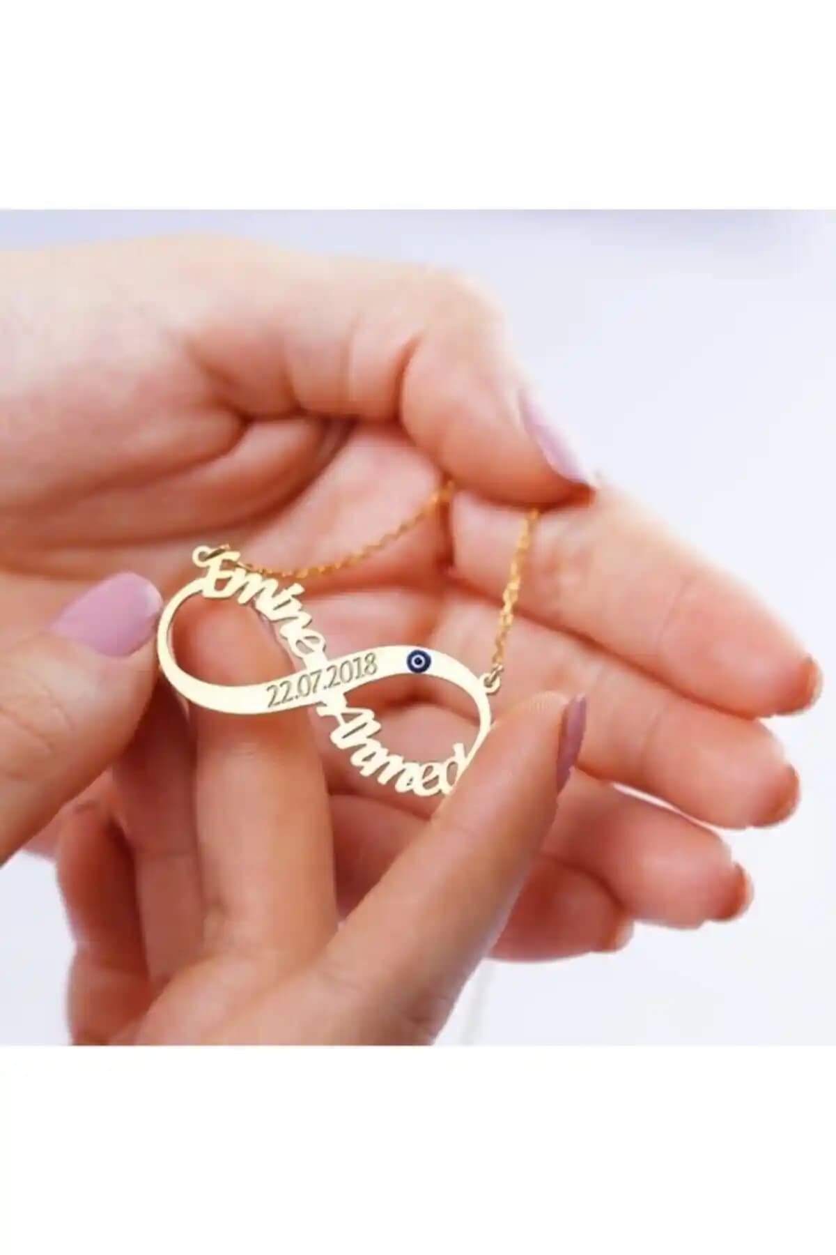 925 Ayar Gümüş İki İsimli Sonsuzluk Kolye Şıklık ve Dayanıklılığıyla Öne Çıkar