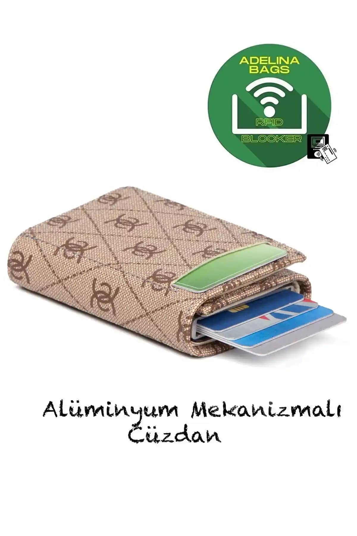 Adelina Unisex Vizon Renkli Mekanizmalı Otomatik Kartlık Cüzdan Günlük Kullanım İçin İdeal