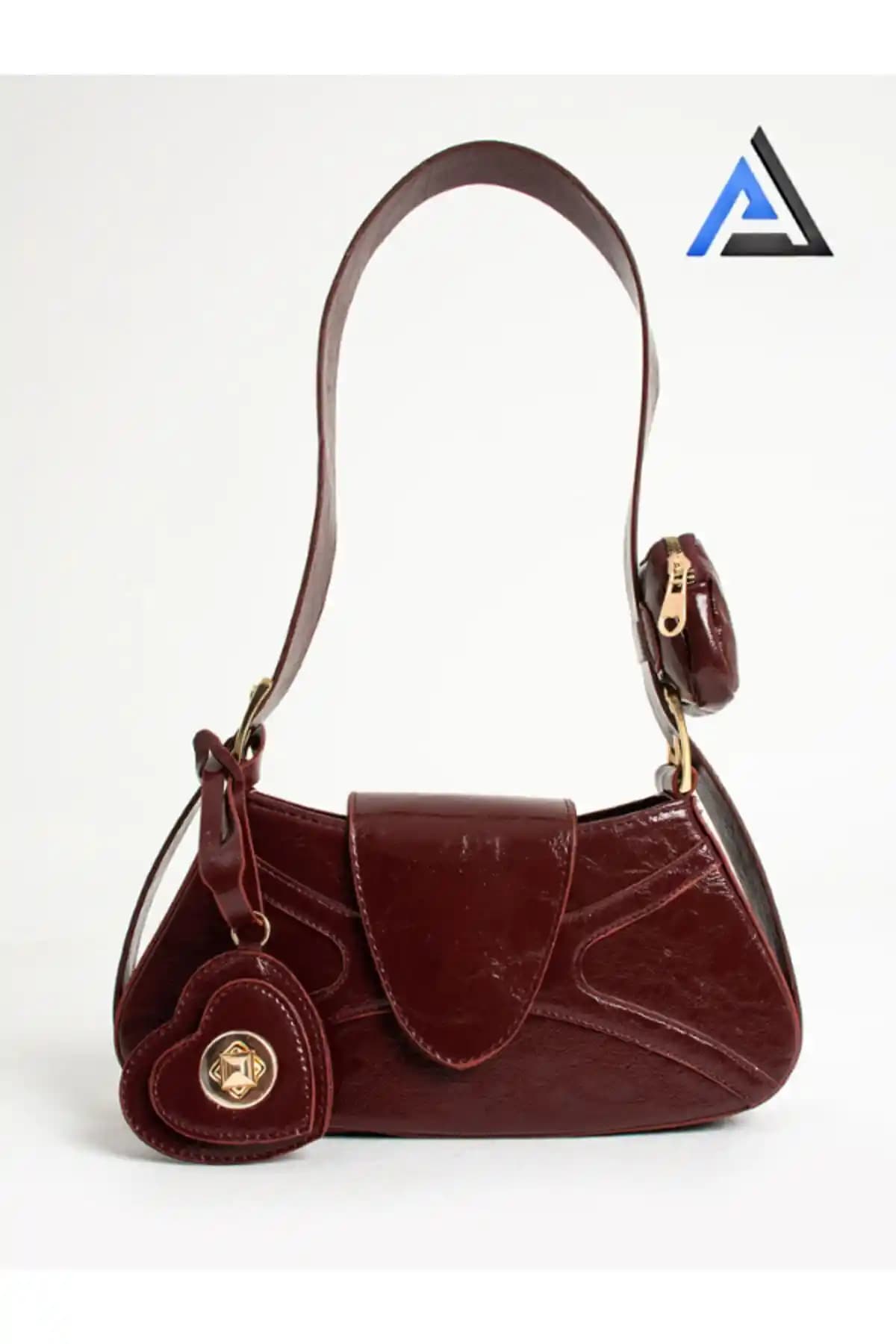 ALECIA Bordo Desenli Rugan Suni Deri Bayan Çantası Günlük ve Şık Kullanım İçin