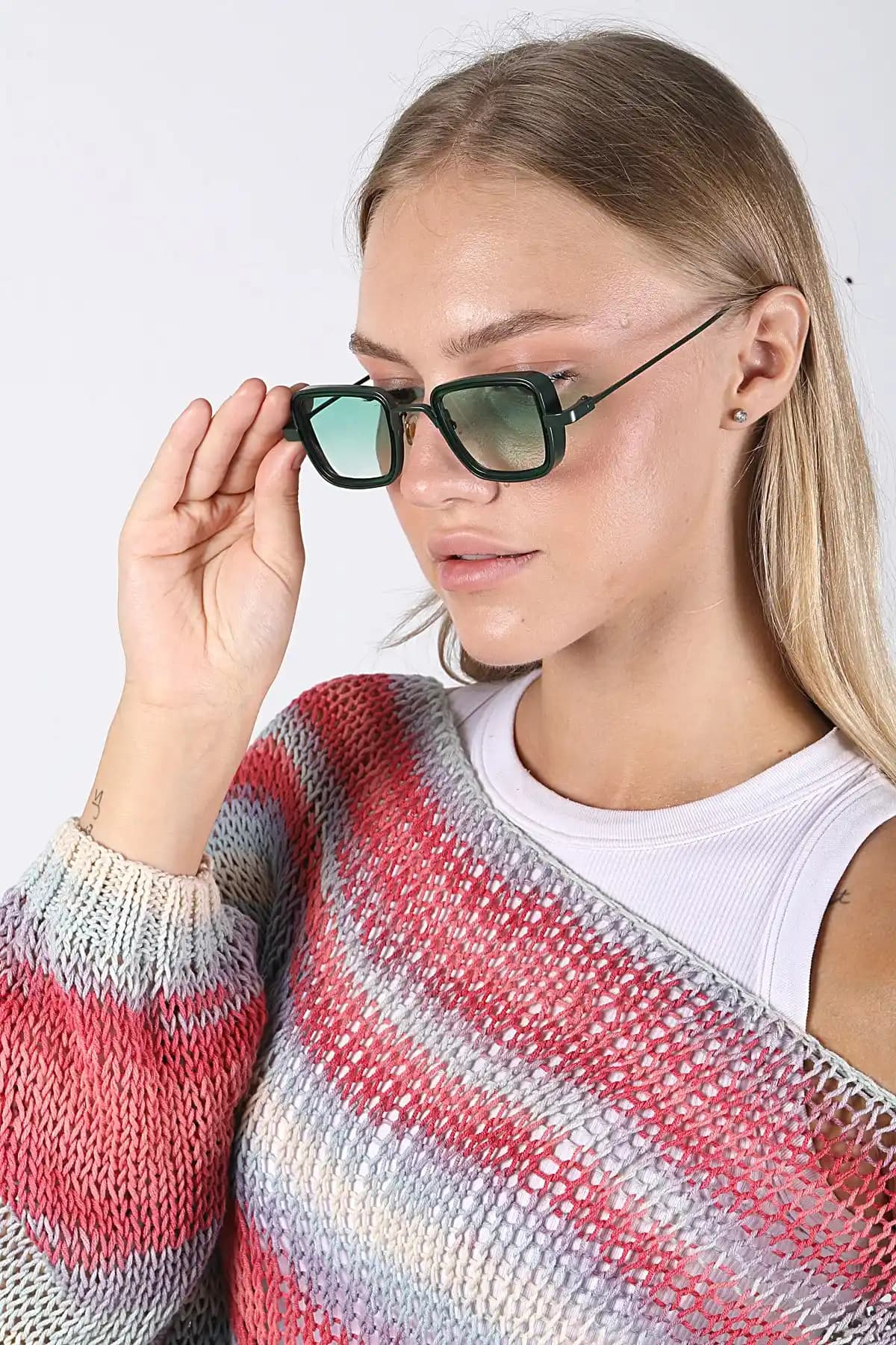 Angel Eyes Yeşil Dikdörtgen Unisex Güneş Gözlüğü Yw-2023d ile Şıklık ve Koruma Bir Arada