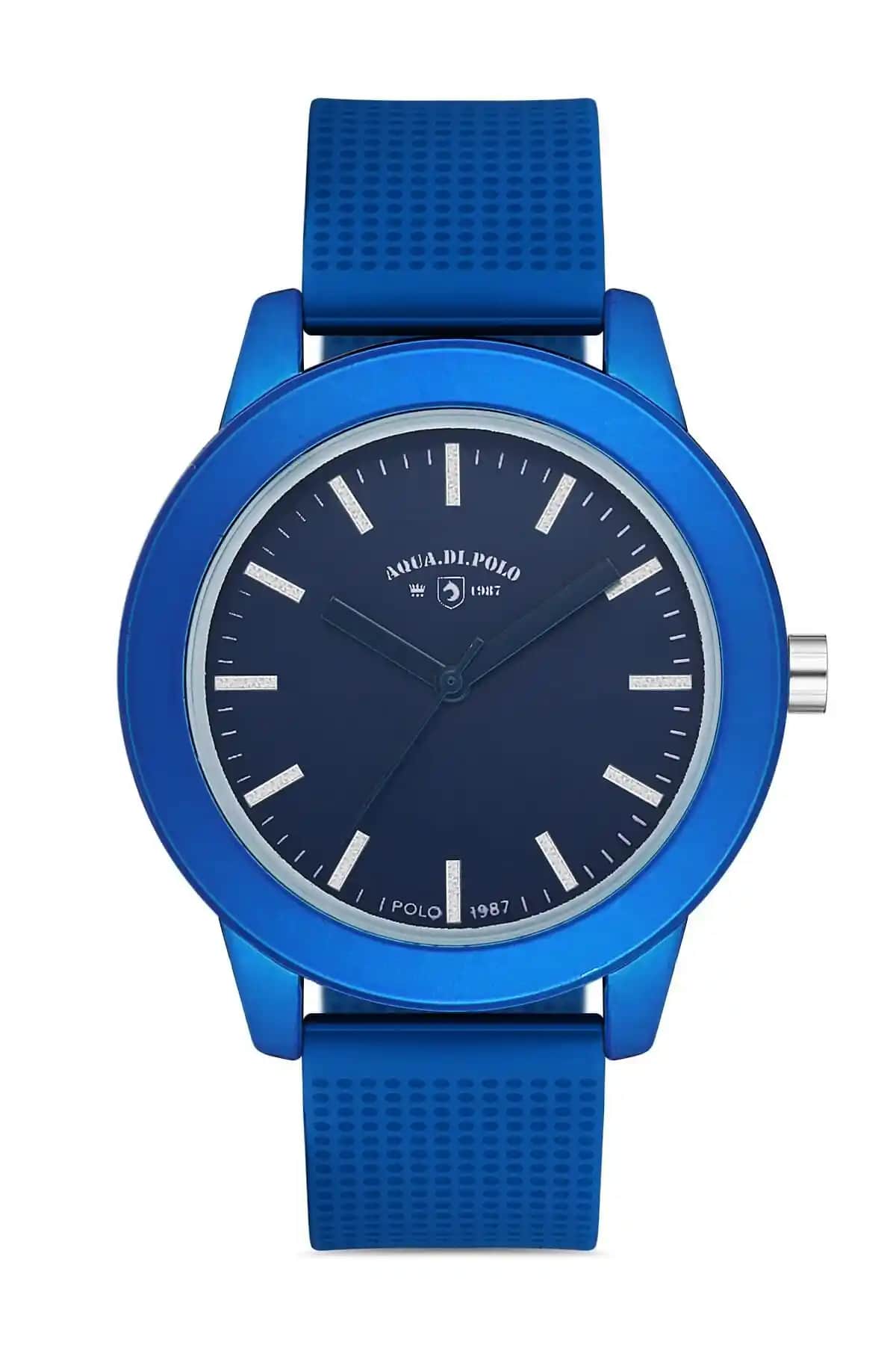 Aqua Di Polo 1987 Unisex Spor ve Şık Saat Metal Kasa ve Silikon Kayışlı