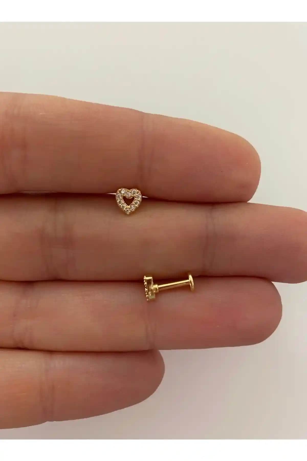 Arescollection Cerrahi Çelik Düz Labret Kalp Tragus Helix Piercingleri Ürün İncelemesi