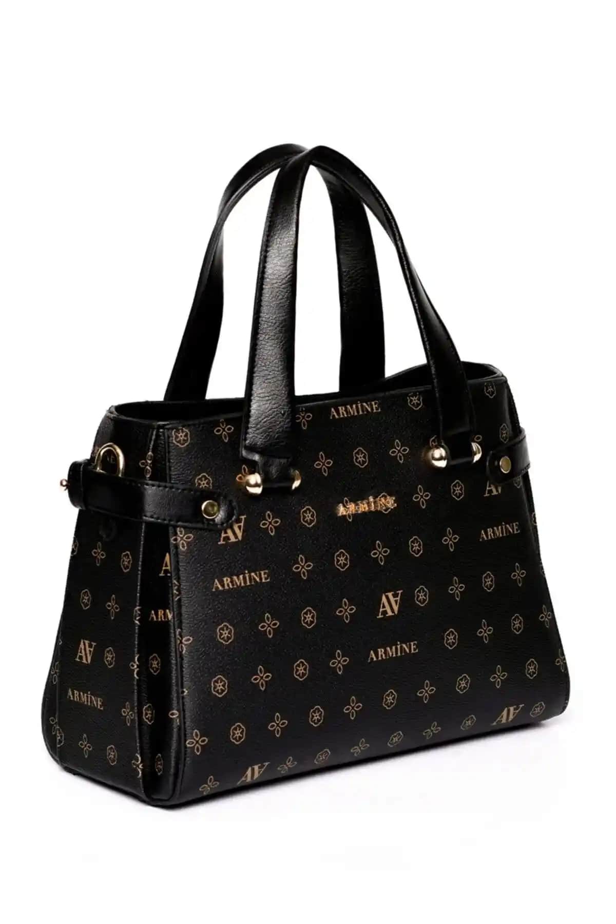 Armine Kadın Omuz Çantası Günlük Kullanım İçin Siyah Baskılı Modern Tasarım