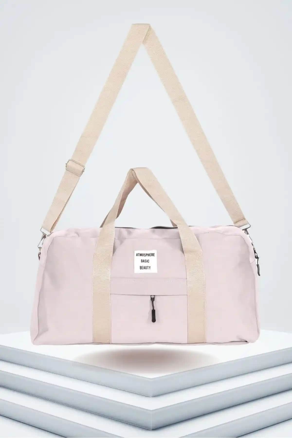 Atmospherebsc Unisex 2 Bölmeli Fermuarlı Uzun Askılı Spor ve Seyahat Çantası