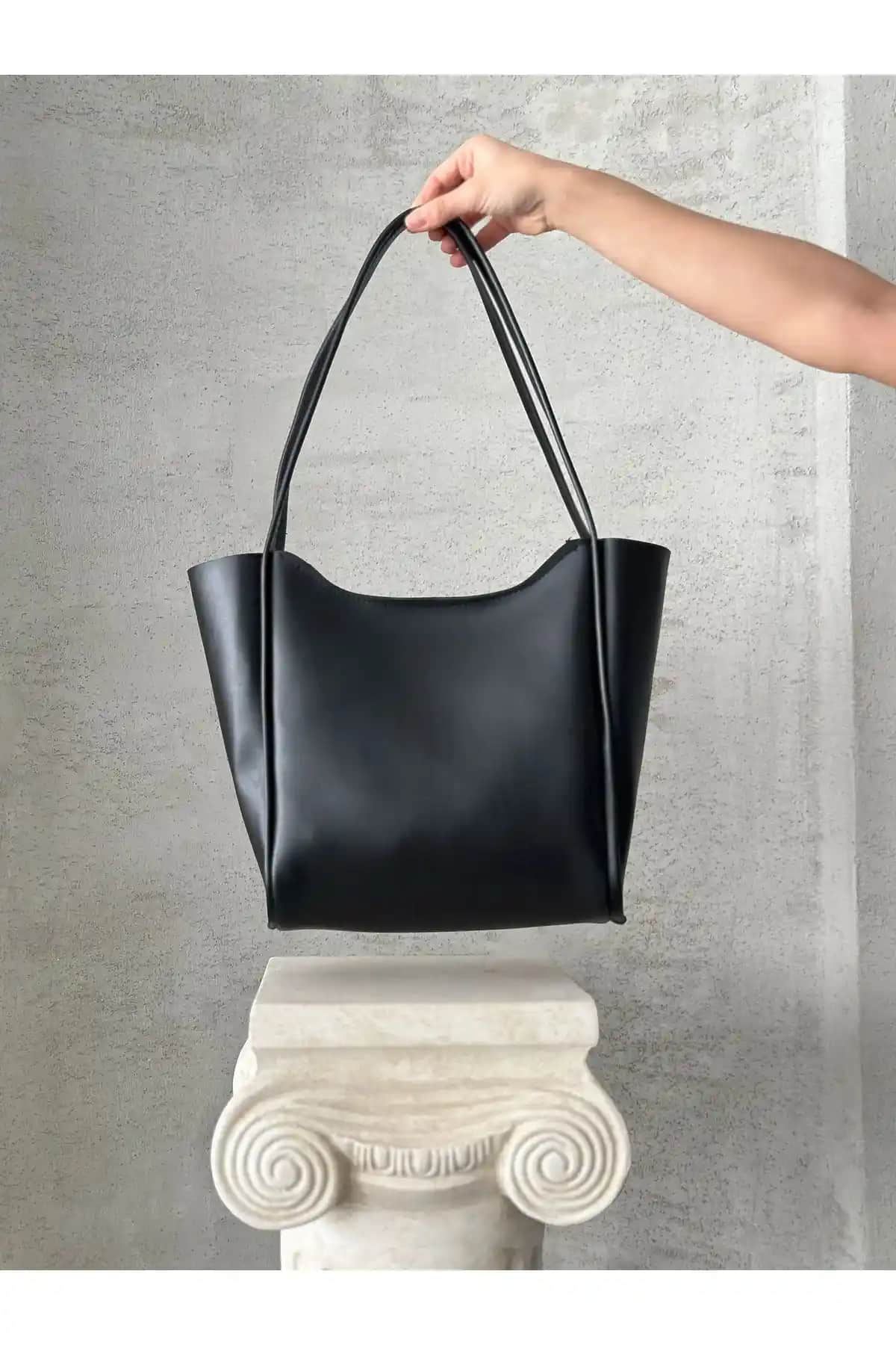 BACHUS Suni Deri Kumaş Kol ve Omuz Çantası Günlük ve Şık Kullanım İçin İdeal