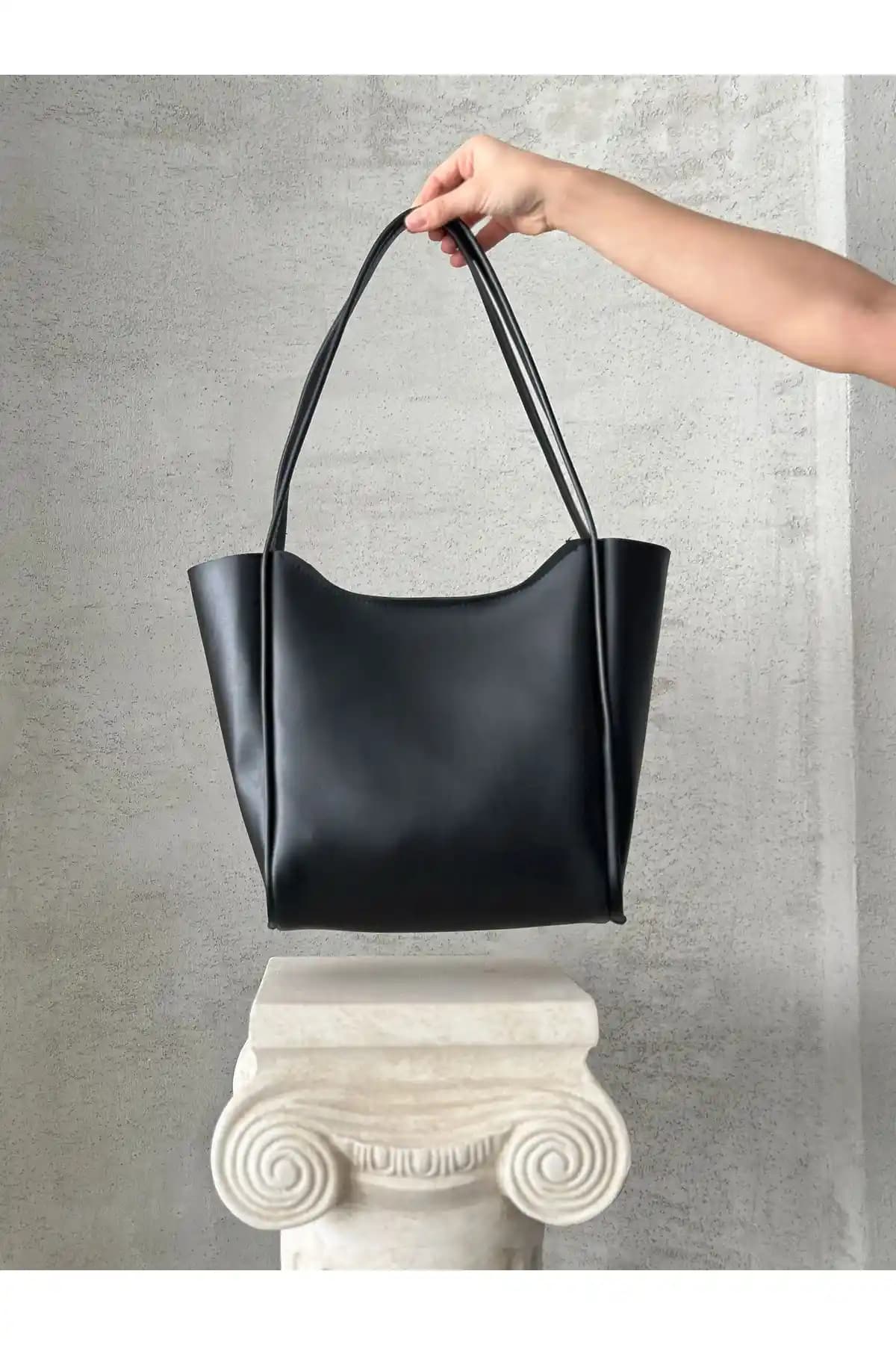 BACHUS Suni Deri Kumaş Kol ve Omuz Çantası Günlük ve Şık Kullanım İçin İdeal