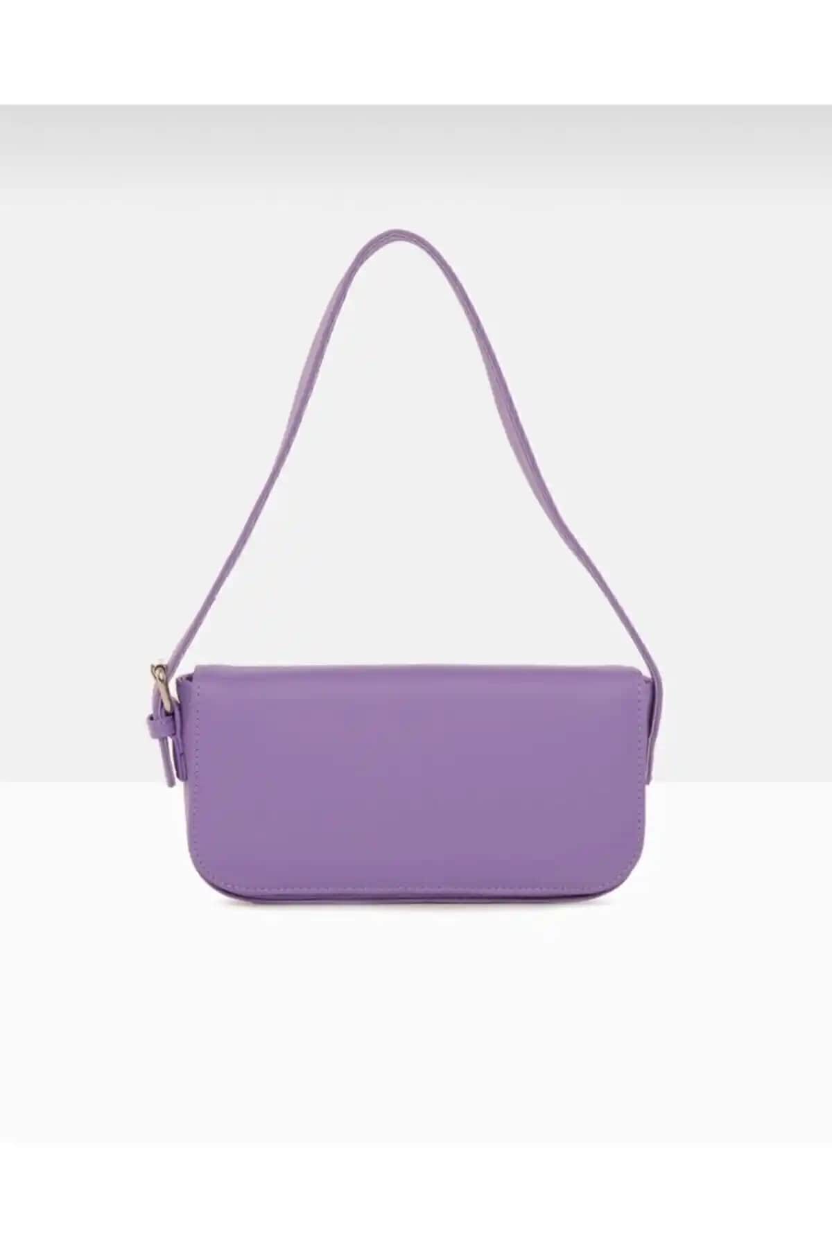 Bag&more Kadın Lila Kapaklı Baget Çanta Modern ve Şık Tasarım İle Günlük Kullanım İçin Uygun
