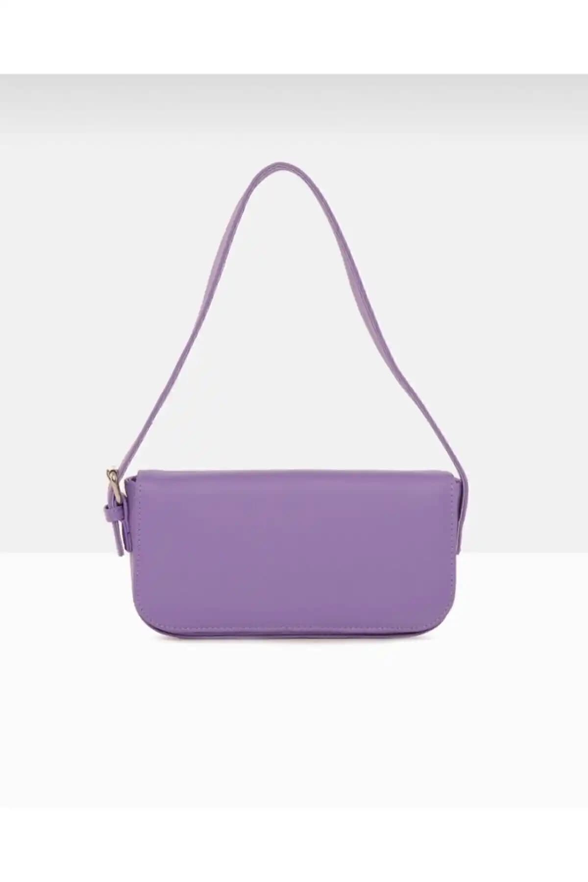 Bag&more Kadın Lila Kapaklı Baget Çanta Modern ve Şık Tasarım İle Günlük Kullanım İçin Uygun