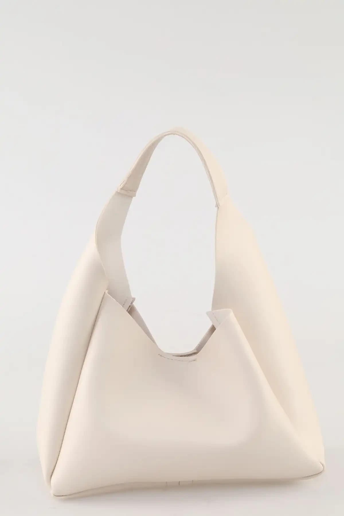 Bag&more Krem Trend Dokulu Deri İçi Süet Orta Boy Çanta Günlük ve Şık Kullanım İçin