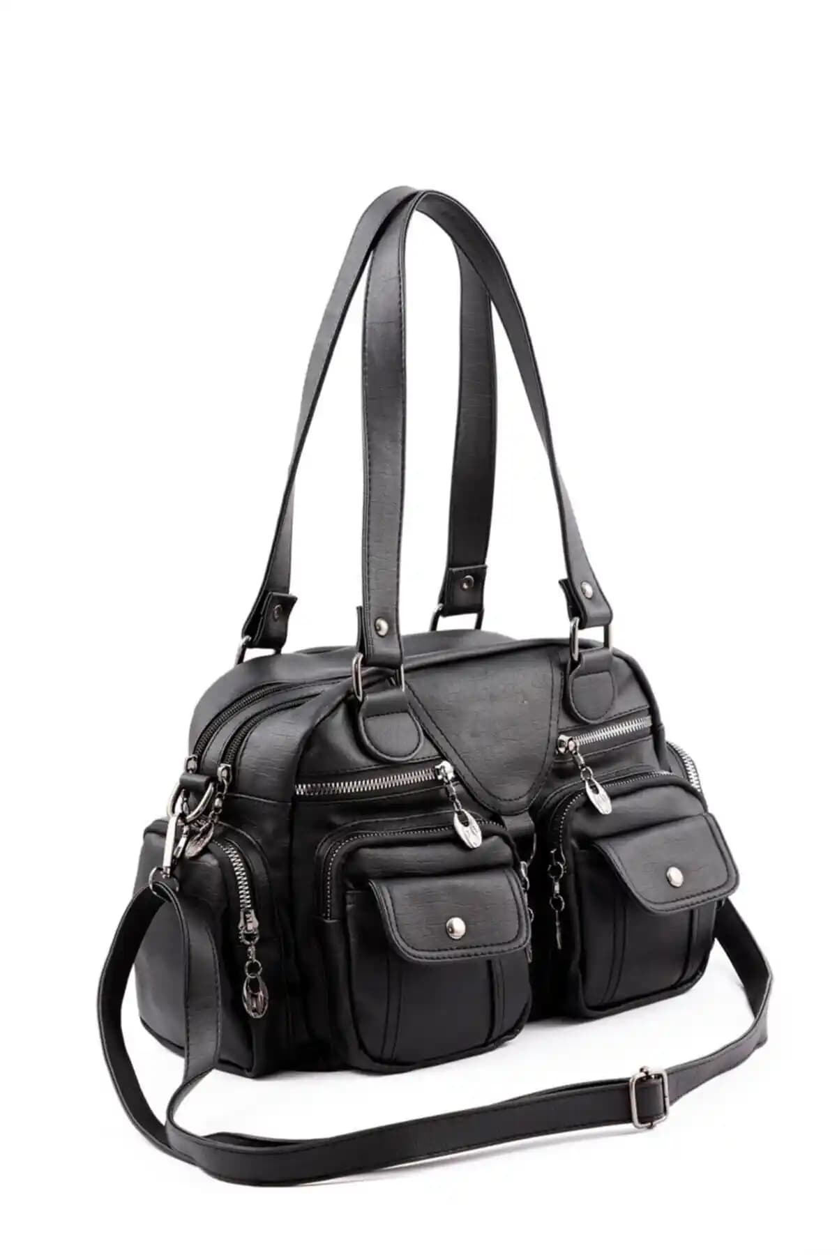 BAGzy Kadın Siyah Yıkama Deri Çok Gözlü Omuz ve Kol Çantası Özellikleri ve Kullanım Alanları