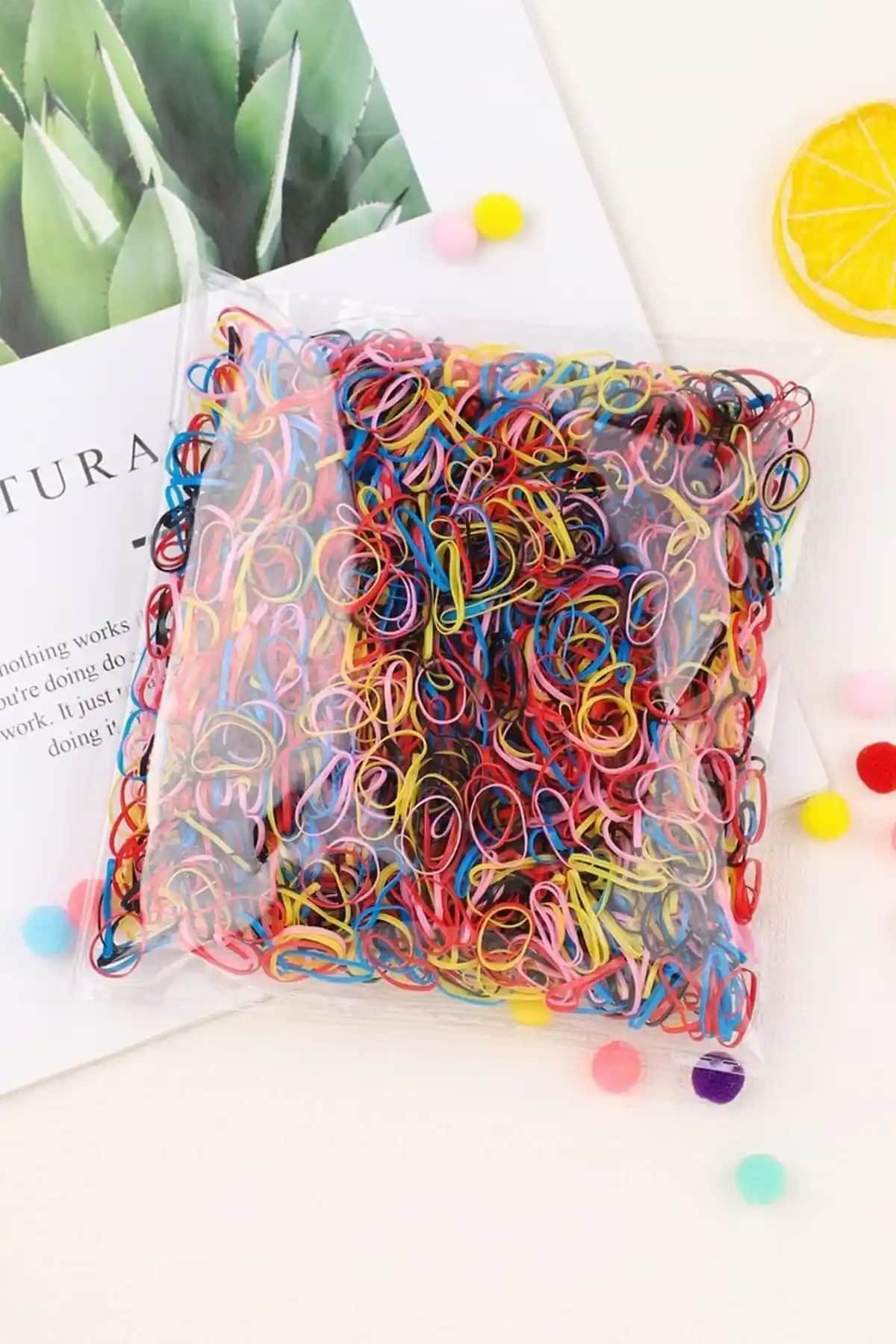 BAHELS Renkli Saç Örgü Perma Lastiği 1000 Adet Dayanıklı ve Esnek Saç Aksesuarı