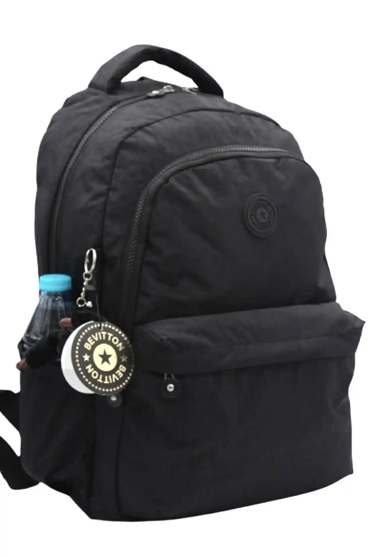 Bevitton Siyah Renk Krinkıl Suya Dayanıklı Kumaş Sırt Seyahat ve Okul Çantası Özellikleri