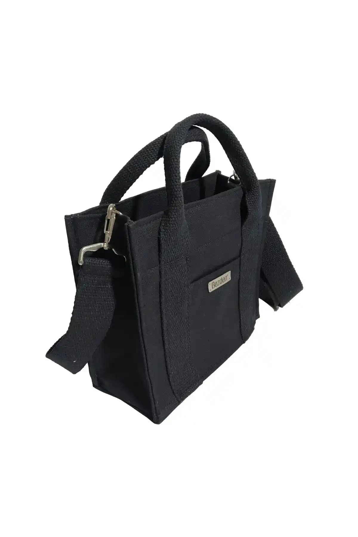 Bezden Siyah Kanvas Mini Tote Çanta Günlük Şıklık ve Fonksiyonellik Sunar