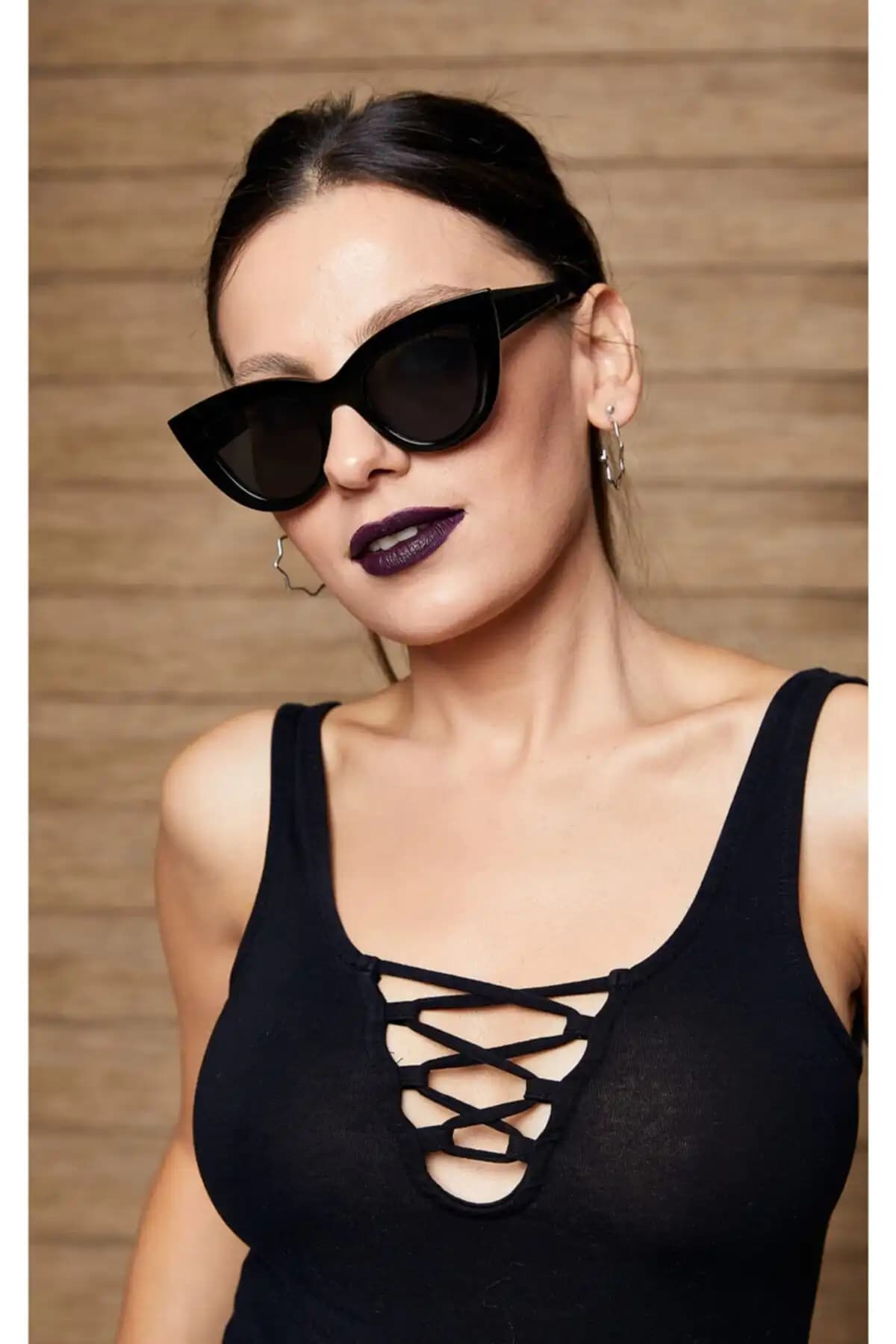 By Harmony Kadın Siyah Cat Eye Güneş Gözlüğü UV400 Koruma ve Şıklık Sunar
