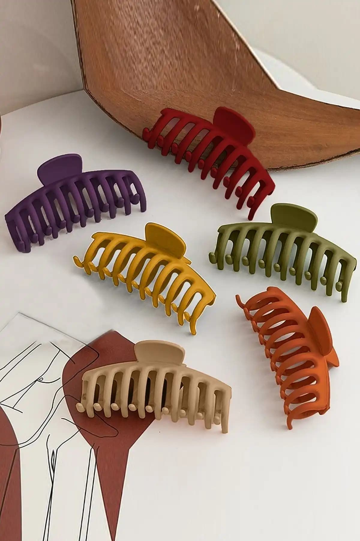 C&E Design Kadın 6'lı Renkli XL Mandal Toka Seti Günlük ve Şık Kullanım İçin