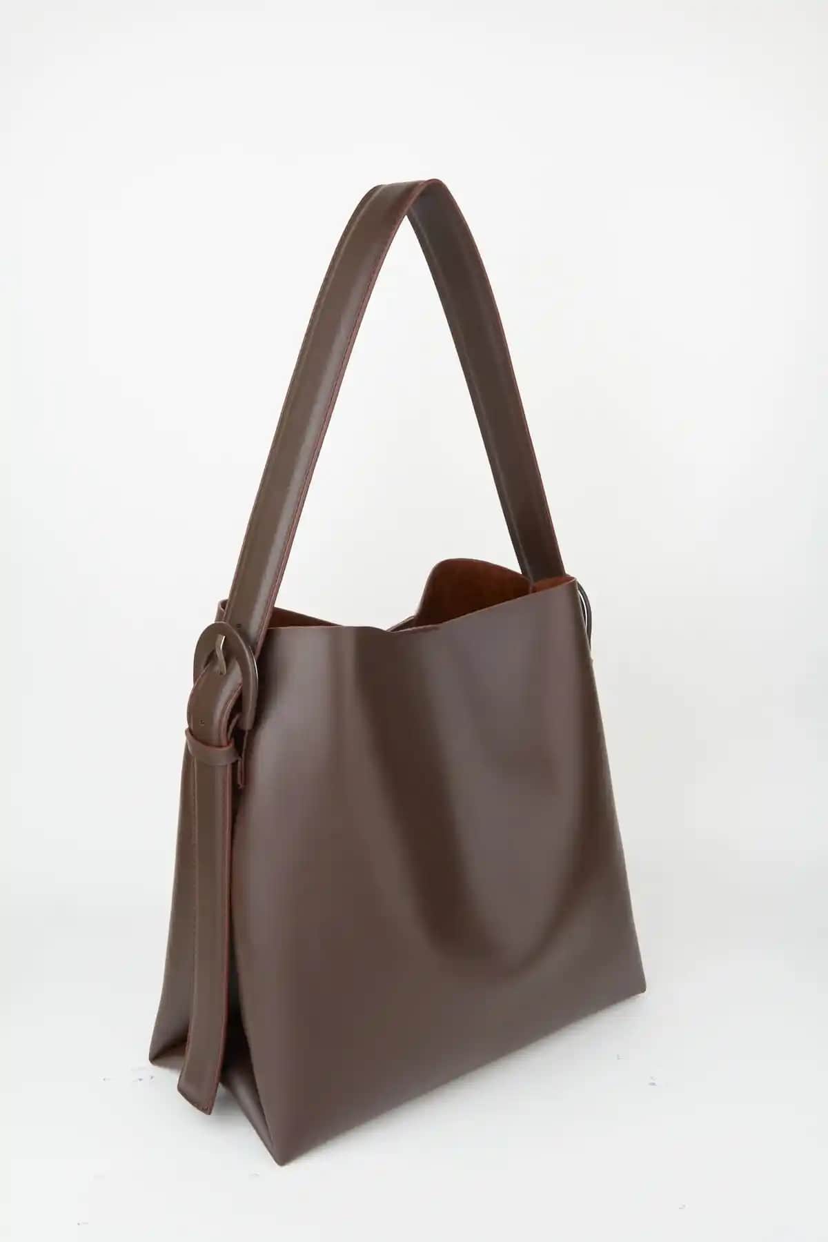 Çanta Park Acı Kahve Içi Süet Deri Büyük Boy Shopper Kadın Çantası