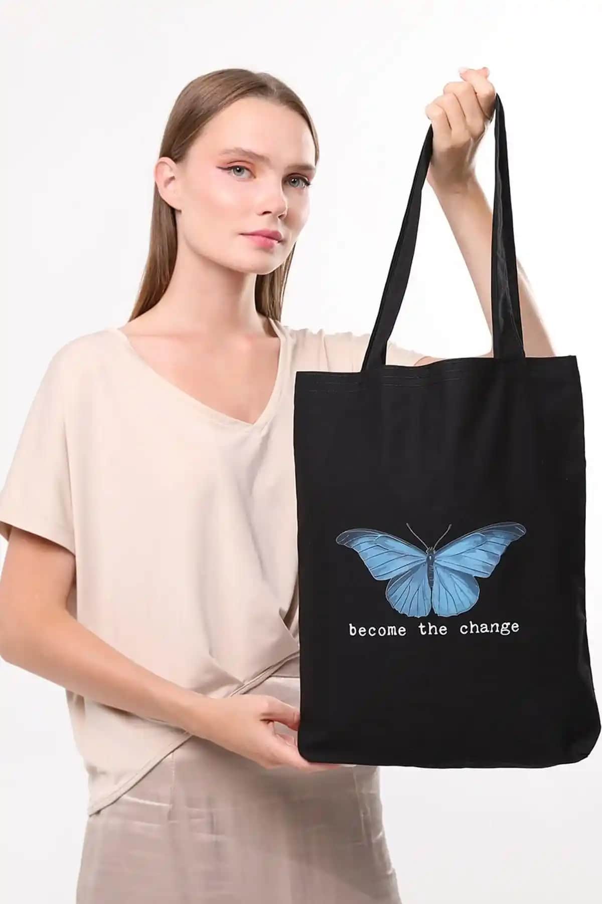 Çınar Bez Çanta Siyah Kanvas Sürdürülebilir ve Şık Günlük Kullanım Aksesuarı