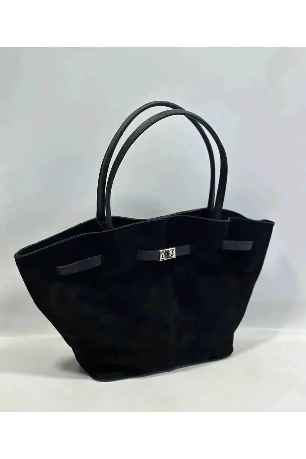 CKN Süet Deri Saten Astarlı Kadın El ve Omuz Çantası Modern Tasarım