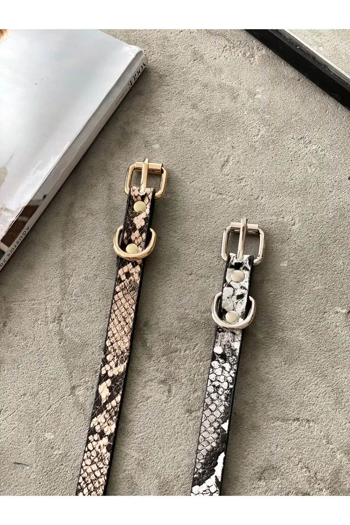 Coaksco Basic 2'li Yılan Desen Kemer Seti Estetik ve Dayanıklı Tasarım