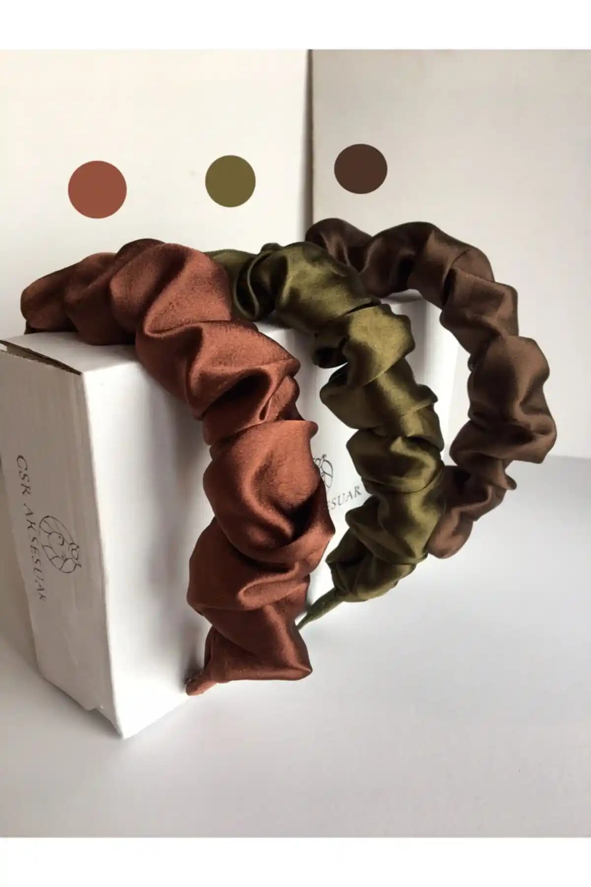 CSR Aksesuar 3’lü Büzgülü Saten Taç Seti Şık ve Kullanışlı Tasarım