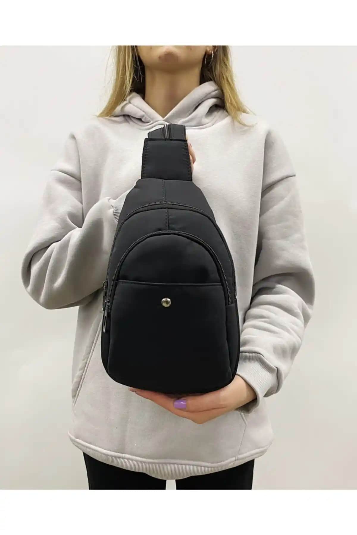 D'VERS Siyah Su Geçirmez Kumaş Kadın Çantası Günlük ve Çok Amaçlı Kullanım İçin