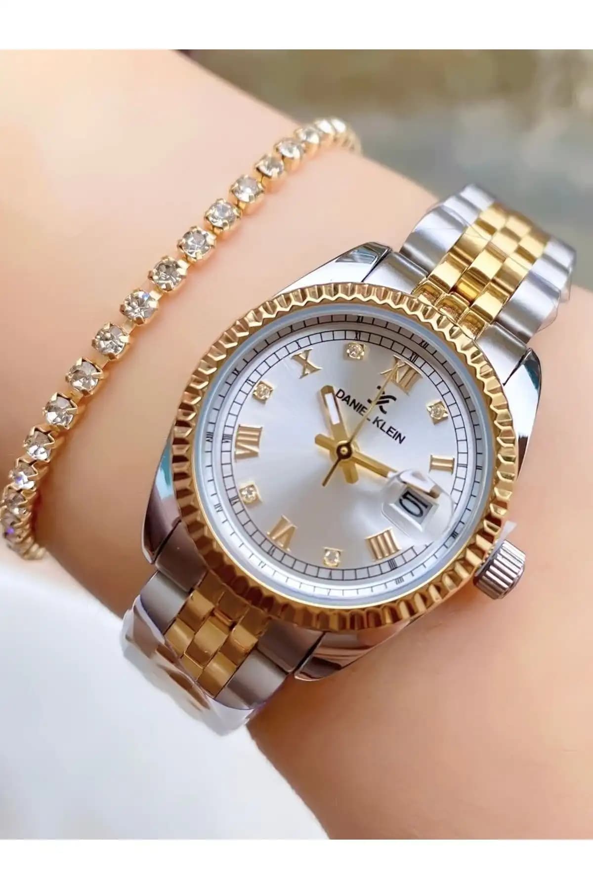 Daniel Klein Bayan Kesme Camlı Rose Gold Kasa Çelik Kordonlu Saat 36-40 mm
