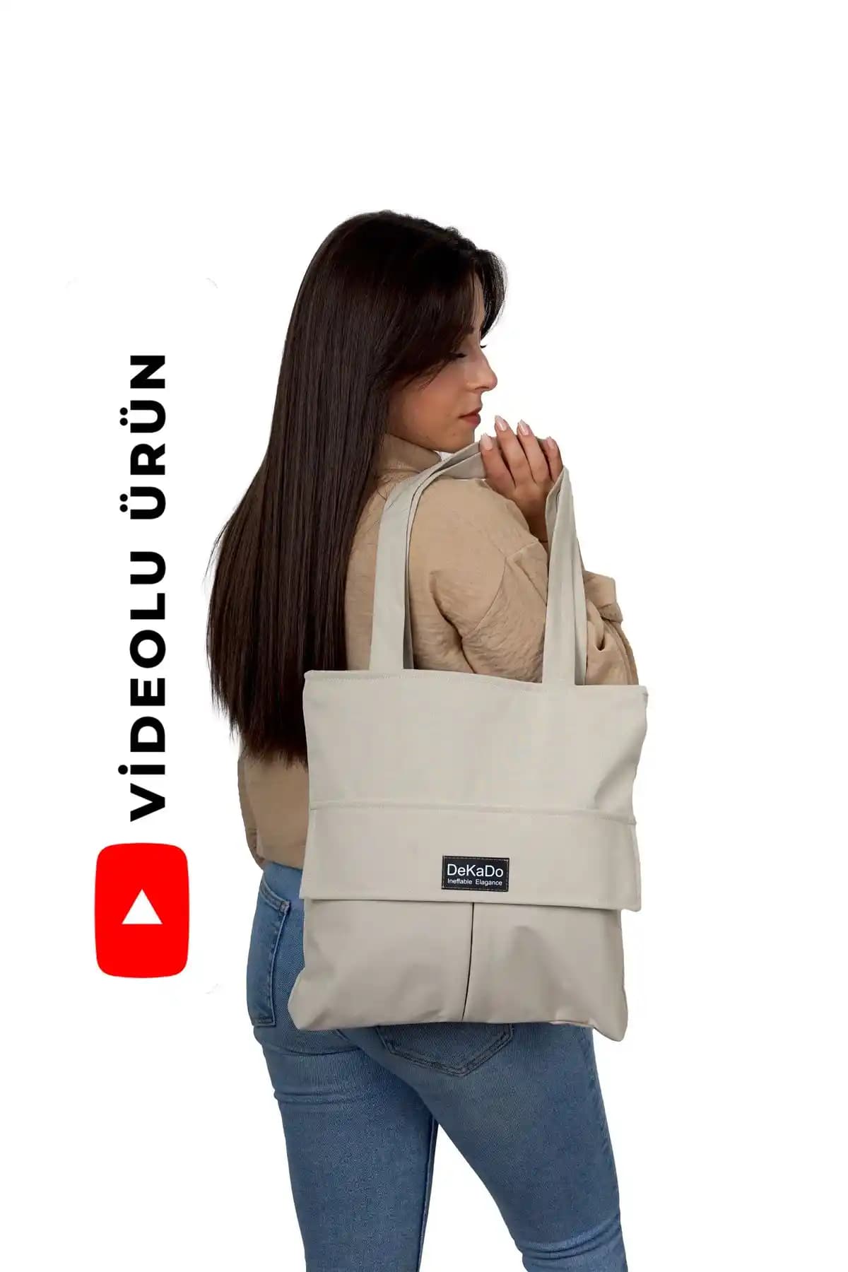 Dekado Kadın Bej Fermuarlı El ve Omuz Çantası Günlük Kullanım İçin Uygun