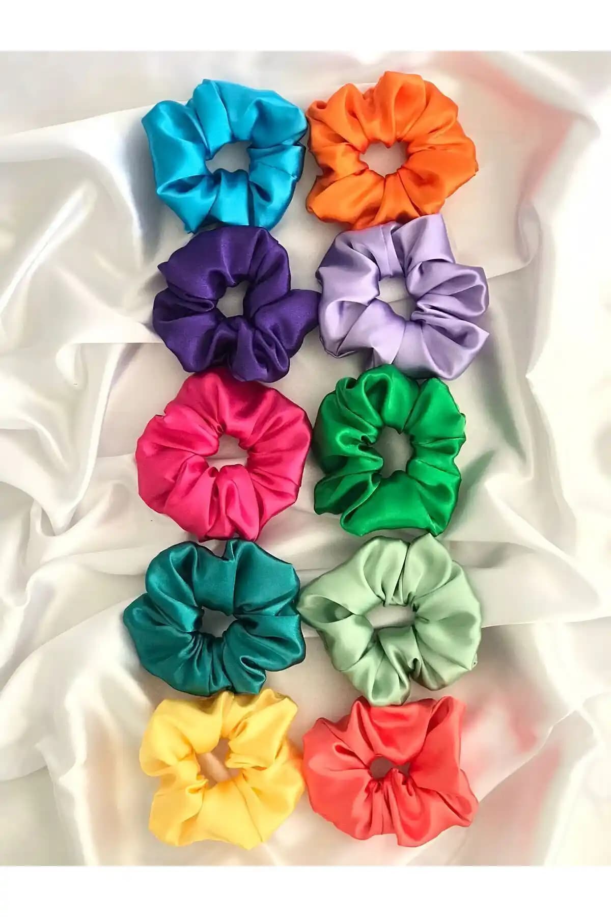 Demeter Collection Kadın Renkli Saten Saç Tokası Seti 10'lu Çeşitli Renk Seçenekleriyle