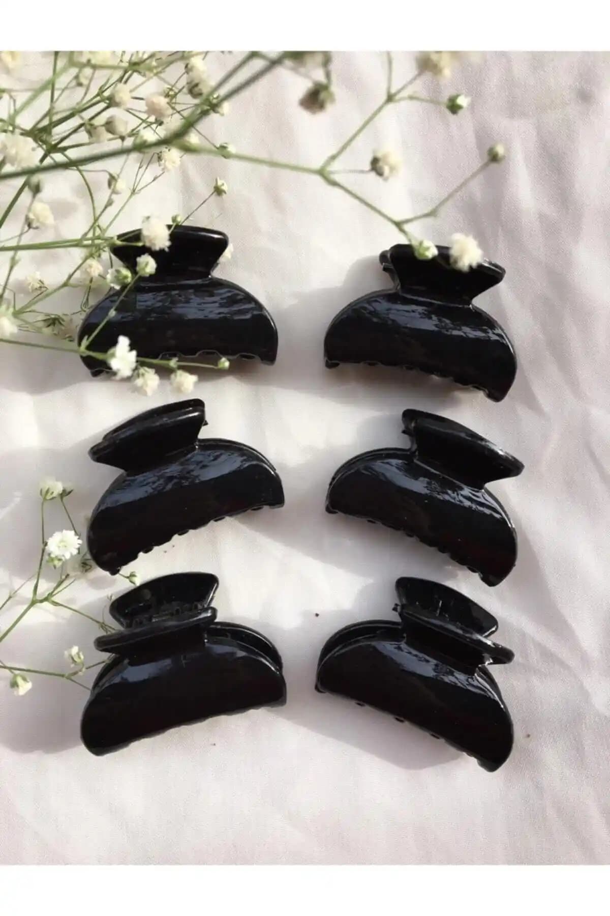 DGN Shoping Kadın 6'lı Siyah Mandal Tokası Orta Boy Saç Aksesuarı Günlük Kullanım