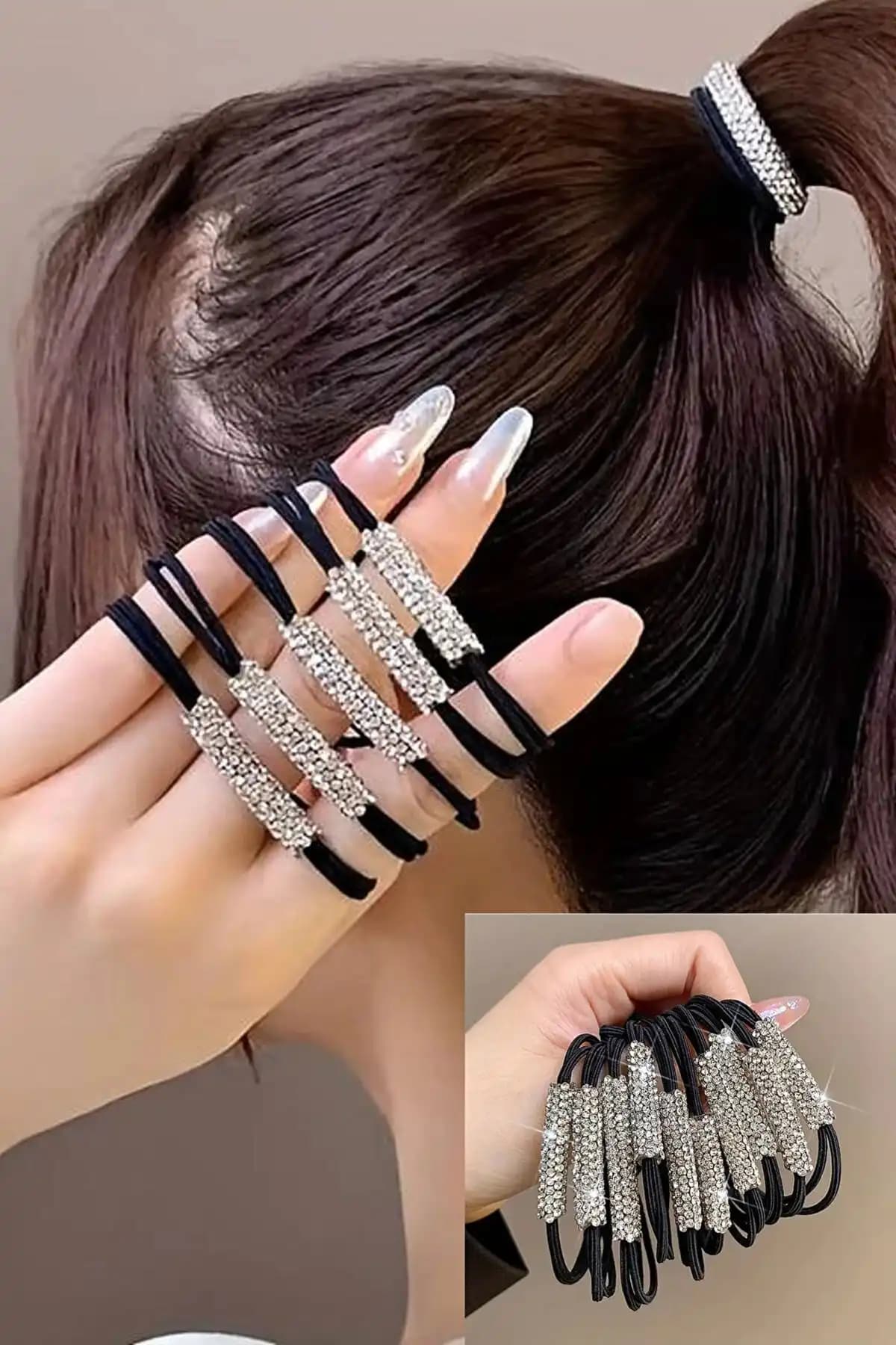 Diloshtrend Zirkon Taşlı Lastik Toka Seti Günlük ve Şık Kullanım İçin Uygun