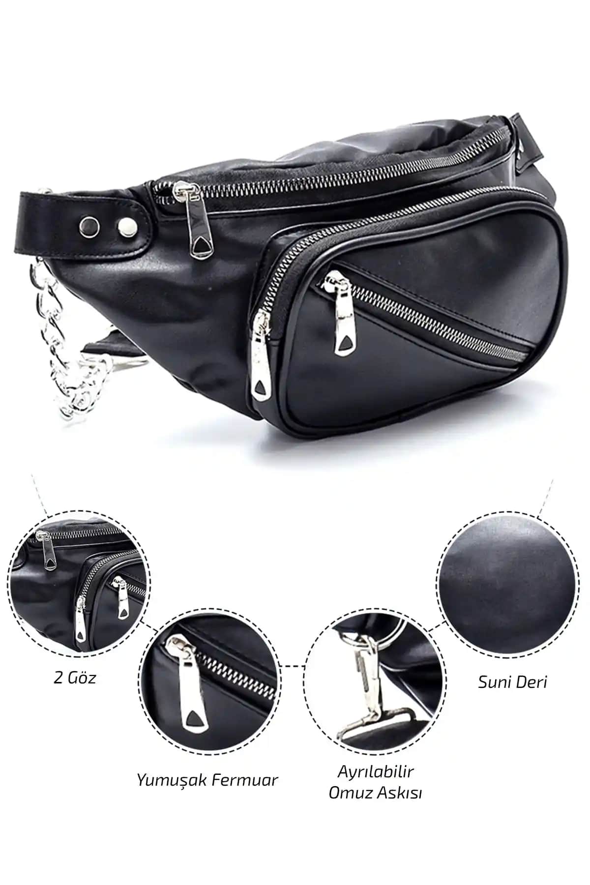 Ecrou Ka<dı>n Zincirli Bel Seyahat Çantası ile G&E BAGS Siyah Bel Çantası Karşılaştırması