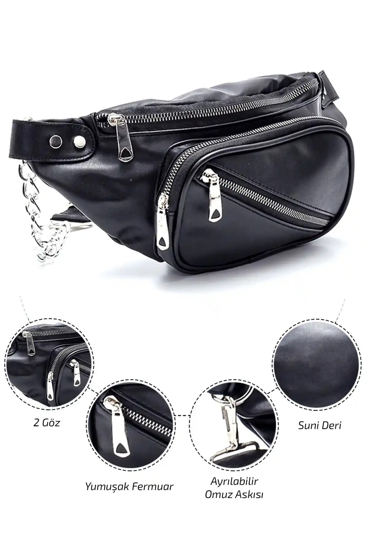 Ecrou Ka<dı>n Zincirli Bel Seyahat Çantası ile G&E BAGS Siyah Bel Çantası Karşılaştırması