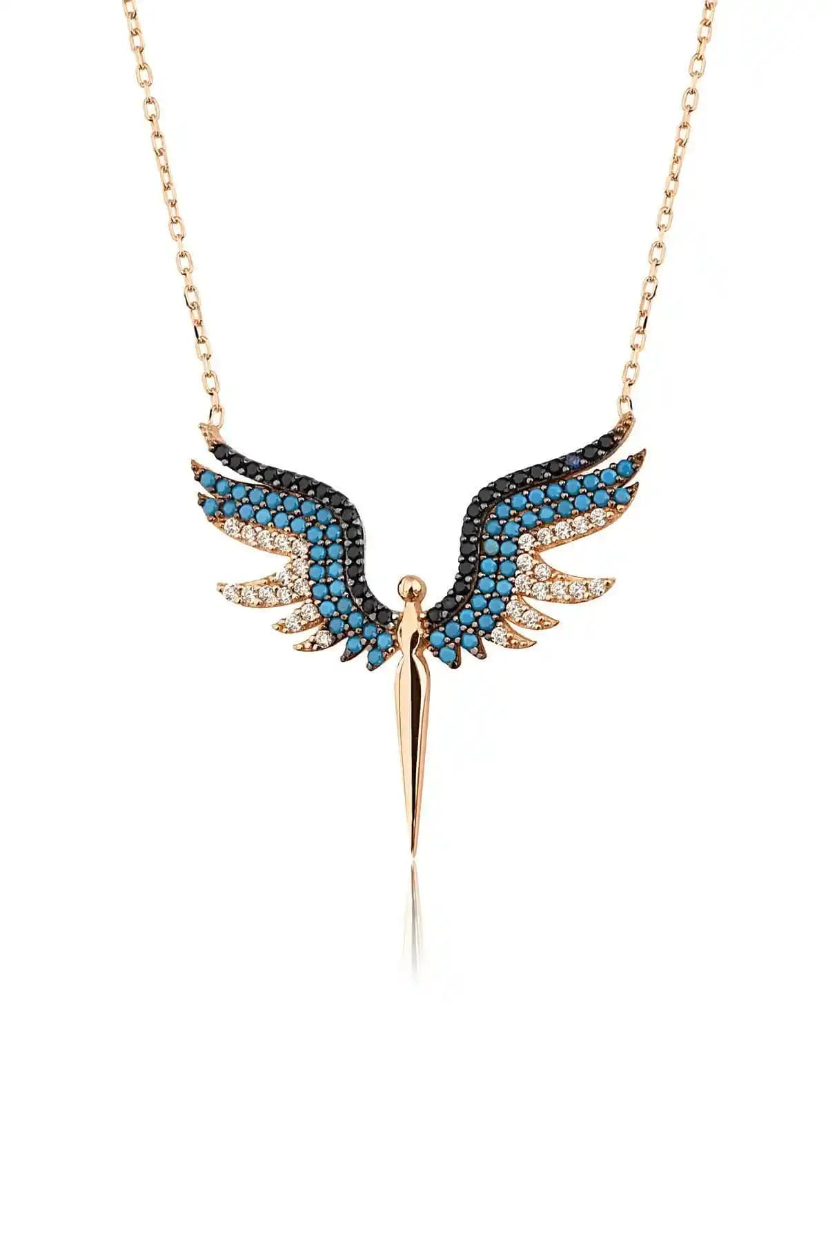 Elika Silver Kadın Melek Model Zirkon Taşlı 925 Ayar Gümüş Kolye Şıklık ve Kaliteyi Bir Arada Sunar